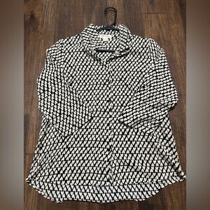 Women’s Size Small faith and joy Heart Patterned Mid-Sleeve Button Up Blouse